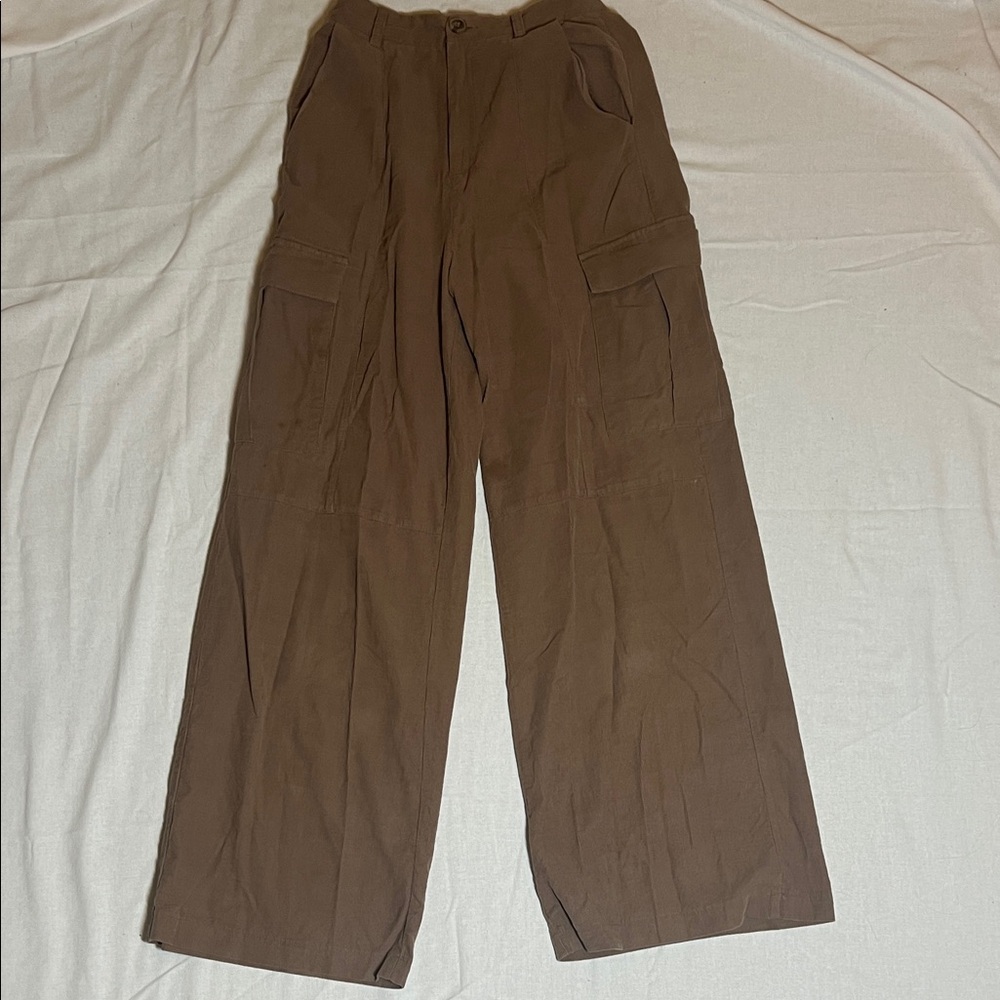 Mustard Seed Womens Ribbed Chocolate Cargo Pants